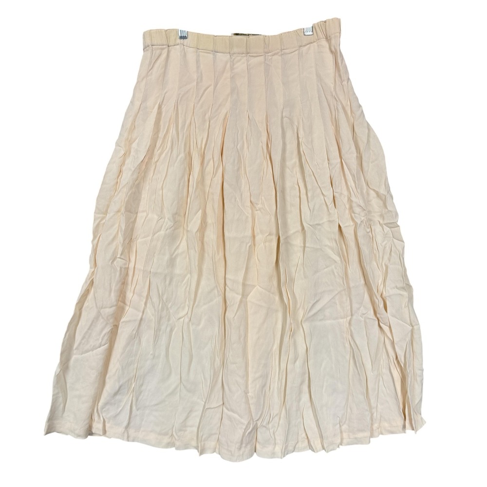 Marisa‎ Christina Skirt Womens Small White Pleated Elastic Waist Midi Casual